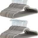 Amazon Basics Slim, Velvet, Non-Slip, Durable Suit Clothes Hangers for Closet, Coats, Pants, Shirts, Gray/Silver, Pack of 100