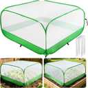 Pop Up Garden Netting for Square Raised Beds - 4'L x 4'W x 2'H Ultra Fine Mesh Net Plant Cover with 8 Stakes, Protection for Vegetables Fruit from Birds Pests