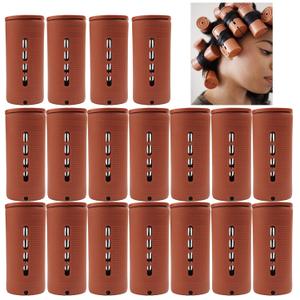 Extra Large 18 Pcs Perm Rods, Jumbo Size 3.25in/8.25cm Hair Rollers for Natural & Long Hair, Cold Wave Rods for Curling & Perming, Home Hairdressing Tools, Brown