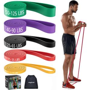 Resistance Bands for Working Out: 5-Levels Exercise Bands Set - Pull Up Assistance Elastic Silicone - Physical Therapy/Stretching/Training - Home Gym for Women&Men
