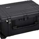 MIEJIA Waterproof Rolling Hard Case with Retractable Pull Handle and Wheels,Foam Inserted, Elegant Black, Fit for Camera, drones, rifles,equipments,Lens,31.1X23.42 X14.37 inches