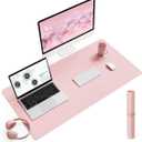 Writing Desk Pad Protector, YSAGi Anti-Slip Thin Mousepad for Computers,Office Desk Accessories Laptop Waterproof Desk Protector for Office Decor and Home (Pink, 35.4" x 17")