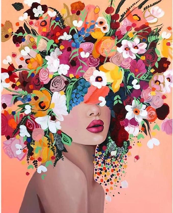Ginkko Paint by Numbers for Adults Beginner & Kids Ages 8-12 with Wooden Frame Easy Acrylic on Canvas 9x12 inch with Paints and Brushes, Girls and Flowers (Include Framed)