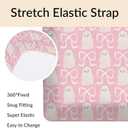 Halloween Spooky Pink Bows Baby Crib Sheets Cute Pastel Bows Soft Crib Sheet Spooky Season Fitted Crib Mattress Cover for Standard Crib and Toddler Mattresses 52"x28" (One size)