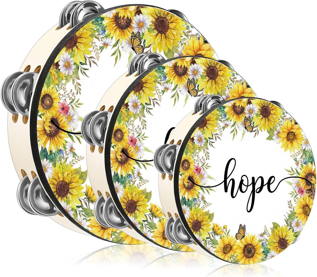 3 Pcs Hope Tambourines for Adults Church Christian Dance Tambourine Double Row Jingle Bible Hand Bell Clap Drum for Church Pray Party Percussion Musical Instrument