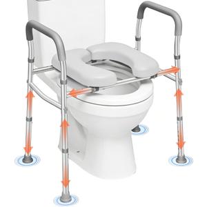 Toilet Seat Riser for Seniors,Toilet Seat with Handles, 8-Level Height & 3-Level Width Adjustment, Fits Most Body Sizes and Toilets, for Pregnant & Disabled