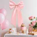Large Pink Bow for Decorations Big Pink Ribbon Bows Banner Dcor Large Bow Wall Hanging Decor for Baby Shower Bow Themed Wedding Party Coquette Birthday Decorations