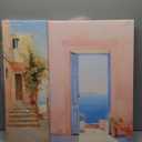 2Pcs Trendy Pink Beach Canvas Wall Art Pastel Preppy Coastal Ocean Painting Picture Wall Decor Retro Sea Beachy Scene Posters Print Artwork for Teen Girl Dorm Girls Room Aesthetic Decor 16x24in
