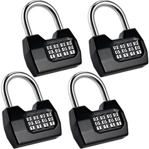 4 Pack Combination Lock, 4-Digit Fashion Combo Lock, Combination Padlock Waterproof Outdoor Gate Locks for Fence, Locker, Sheds, Gym, Shed, Storage Unit, Gate Hasps, School
