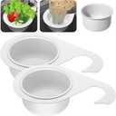 Teenyyou 2 Pcs Stainless Steel Sink Strainer Basket 15 Oz Multifunction Hanging Sink Colander Drain Basket Faucet Upgrade Quick Draining Kitchen Tool for Fruit Vegetable, 8.7 x 3.9 x 2.3 Inch (White)