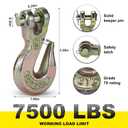 G70 3/8 Chain Hook Heavy Duty Clevis Grab Hook for 3/8 Inch Grade 70 Chain - for Trailer Truck Transport Yellow Chromate Finish (4Pack)