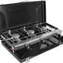 3-Burner Propane Camping Stove, 19800 BTUs Portable Camp Stove with Adjustable Burners and Push-Button Instant Ignition, Portable Camping Grill, Built-in Carrying Handle for Outdoor Cooking