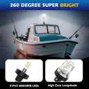 12 Inches Pontoon Stern Light Bimini Mount, Bimini Light for Pontoon Boat LED Waterproof IP67, 3NM Boat Anchor Lights LED Marine Folding Rear White Navigation Running Lights for Night