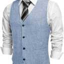 COOFANDY Men's Casual Business Vests Lightweight Waistcoat Slim Fit Suit Vest (Large)