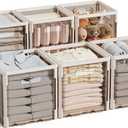 HAIXIN Clear Storage Cube Bins - 6 Pack Open Cube Storage Bins 10.5''x10.5 Collapsible Cubby Bins Plastic Cube Organizer Bins See-through Storage Containers for Closet Wardrobe Bedroom Dorm (Beige)