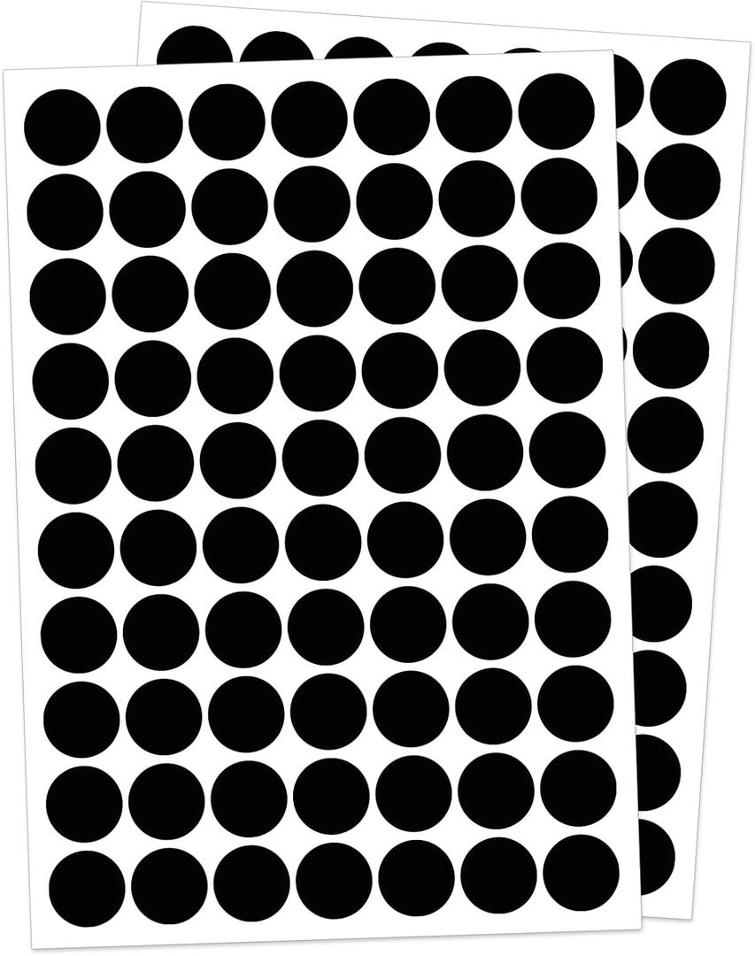 1" Black Dot Stickers 1050 PCS Round Circle Stickers Colored Coding Labels