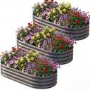AHEONLAR 3 Pack 631ft Galvanized Raised Garden Bed, Oval Durable Planter Boxes Outdoor for Vegetables, Fruits, Flowers and Plants, Quick Assembly, Grey