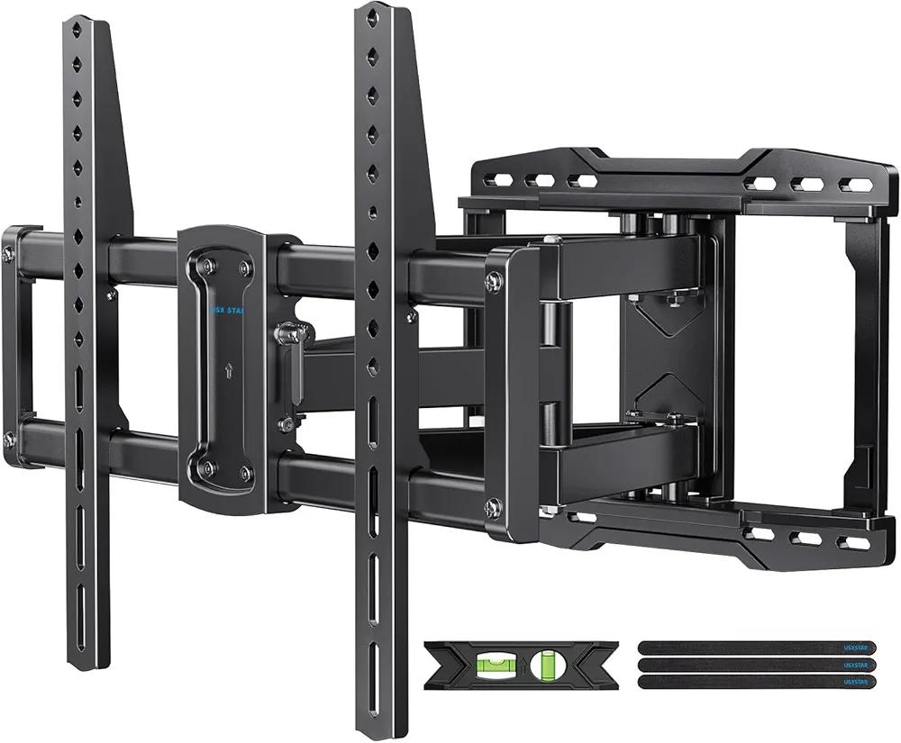 USX STAR UL Listed Full Motion TV Wall Mount Bracket for Most 37-90 inch TVs, Swivel Tilt Extension Level TV Mount, Max VESA 600x400mm, Holds up to 132lbs & 16" Wood Studs with Hole Drilling Template