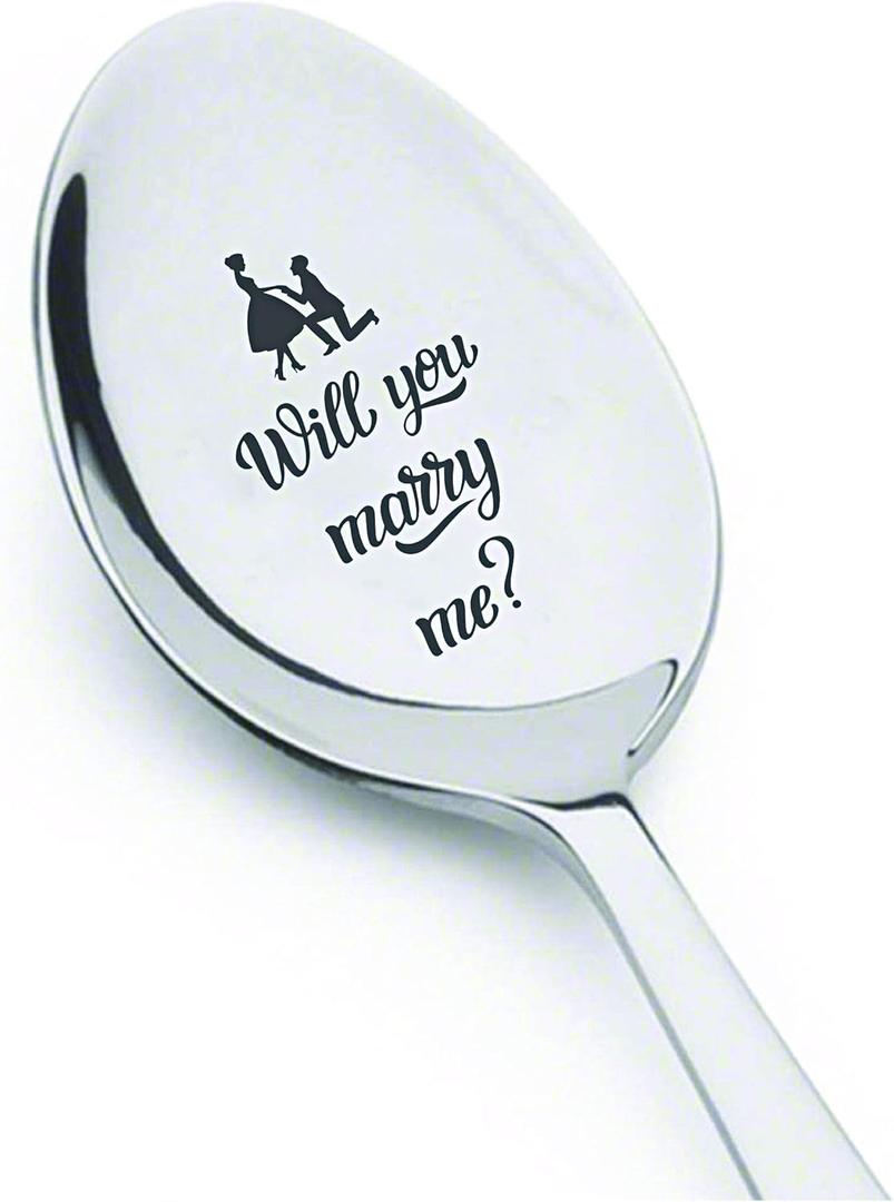Will you marry me | Proposal gift for Boyfriend Girlfriend | Love gift for Men Women | Engraved Spoon Gift | Wedding Gift Ideas for Husband Wife | Funny Marriage Proposal Gifts - 7 Inch