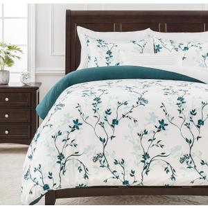Chanasya Premium Floral Duvet Cover Set - Duvet Cover (104 x 90) & 2 Pillow Shams (20 x 36) - 3-Piece Set, King Size, Teal