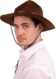 Kangaroo Park Ranger Brown Hat - Campaign Smokey Bear Fedora Adventure Hat for Men - Halloween Cosplay Theme Party Dress up Apparel