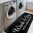 EYECY Laundry Room Rug Runner 20"x49" Non Slip TPR-Backed Rug for Kitchen, Bathroom, and Hallway - Black