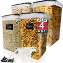 Reli. 6.5L Airtight Food Storage Containers with Lids (4 Sets) | Kitchen Organizers and Storage Containers, Pantry Organizers | BPA Free Plastic XL Set w/ 4 Measuring Cups, 12 Labels, Pen