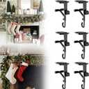 Fireplace Garland and Stocking Hanger 6-Pack, No-Drill Mantle Hangers, Adjustable Clip for 3-7 Inch Mantles, 20LB Load Capacity, Non-Slip Design Mantle Garland Holder (Black)