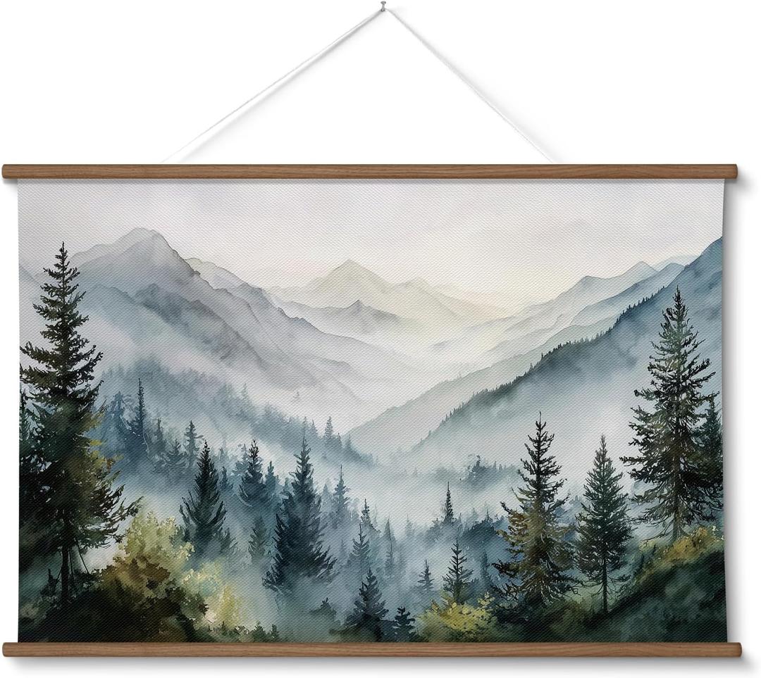 HUARCEY 24x36 Inch Large Mountain Forest Wall Art Nature Scenery Wall Decor