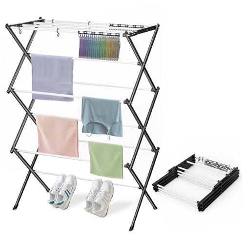 KeingGcopr Foldable Drying Rack Clothing, Clothes Drying Rack Collapsible Indoor, Dryers for Laundry - 40" x 28.8" x 14.2", Space Saving Indoor&Outdoor, White-1pack
