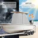 1200D Waterproof T-Top Boat Center Console Cover with Motor Cover, Heavy Duty Marine Grade Polyester Fabric, Fit T-Top Center Console 95" L 59" W 72" H, Gray