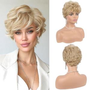 Haloo Blonde Pixie Wigs for Women - Short Natural Layered Haircut Synthetic Heat Resistant Hair Wig for Daily Costume Light Blonde