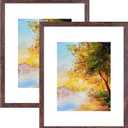 Fixwal 16x20 Picture Frame, Fits 11x14 with Mat or 16x20 Without Mat, Brown