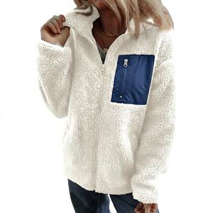 Dokotoo Womens Winter Trendy Full Zipper Fleece Jackets Long Sleeve Relaxed Warm Teddy Coats with Pockets (Medium, White)