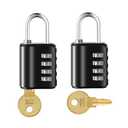 2-piece combination padlock, 4-digit password lock with key, 2 types of unlocking mode,resettable waterproof door lock, can be used for suitcase, toolbox, fence, garage, school, gymnasium locker locks