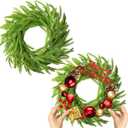 2 Pcs Christmas DIY Gree Wreath 10 Inch Green Artificial Wreaths DIY Faux Plain Wreaths Front Door Green Farmhouse Cabinets Wreath Indoor Outdoor Wall Decor(Norfolk Pine)