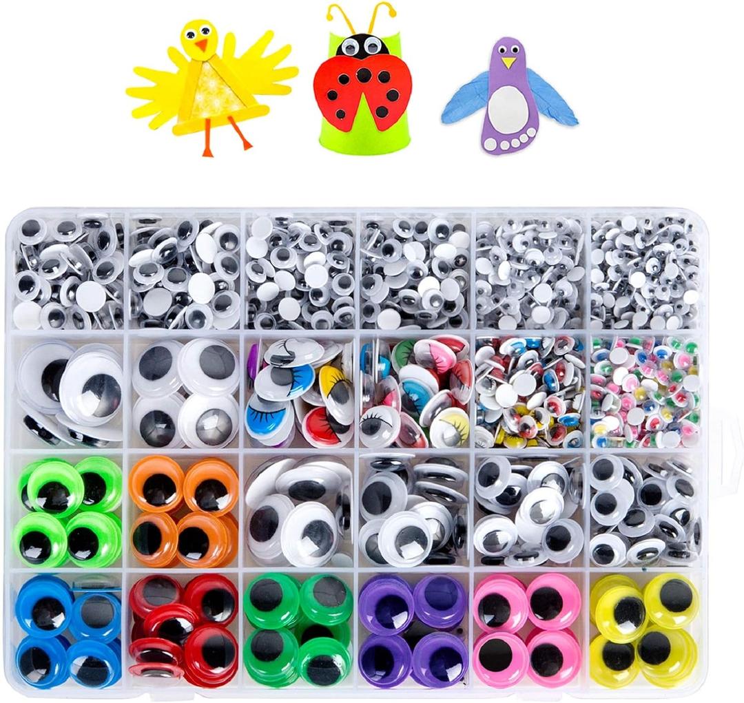 1680pcs Googly Wiggle Eyes Self Adhesive, for Craft Sticker Eyes Multi Colors and Sizes for DIY by ZZYI