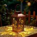 Homemory Hummingbird Solar Lanterns Outdoor Waterproof, Birthday Gifts for Women Mom Grandma, LED Metal Decoration for Outside, Yard, Backyard, Porch, Lawn