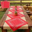 Breling 3 Pcs Red Western Bandana Table Runner 31 x 99 Inch Cowgirl First Rodeo Table Cloth Paisley Wild West Cowboy Western Party Supplies for Cowboy Themed Party Decorations
