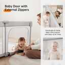 Foldable Baby Playpen,Portable Indoor & Outdoor Playpen for Babies and Toddlers,59x71Extra Large Play Pen with Gate,Collapsible Baby Fence with Travel Bag(Light Grey)
