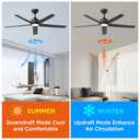 ocioc Ceiling Fans with Lights, 52 inch Black Ceiling Fan with Light and Remote Control, 3CCT, Quiet DC Motor, 5 Blades Modern Ceiling Fan for Living Room Farmhouse Bedroom