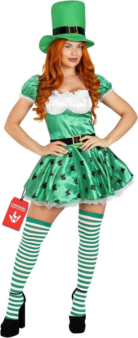 fun shack Adult Leprechaun Costume for Women, St Patricks Day Outfit, Irish Celebration Attire for Women (Small, Green)