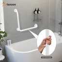 Angled Grab Bar - 16x16 Inch Stainless Steel Knurled Toilet Handles Wall Mounted Bathroom Handicap Safety Rails for Elderly Injured Balance Support, L-Shaped White Grab Bar for Shower