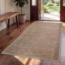 Entryway Runner Rug 3x5, Non Slip Washable Entry Mat Fit Under Door, Thin Soft Low Pile Carpet Area Rugs for Laundry Kitchen, Evening Glow