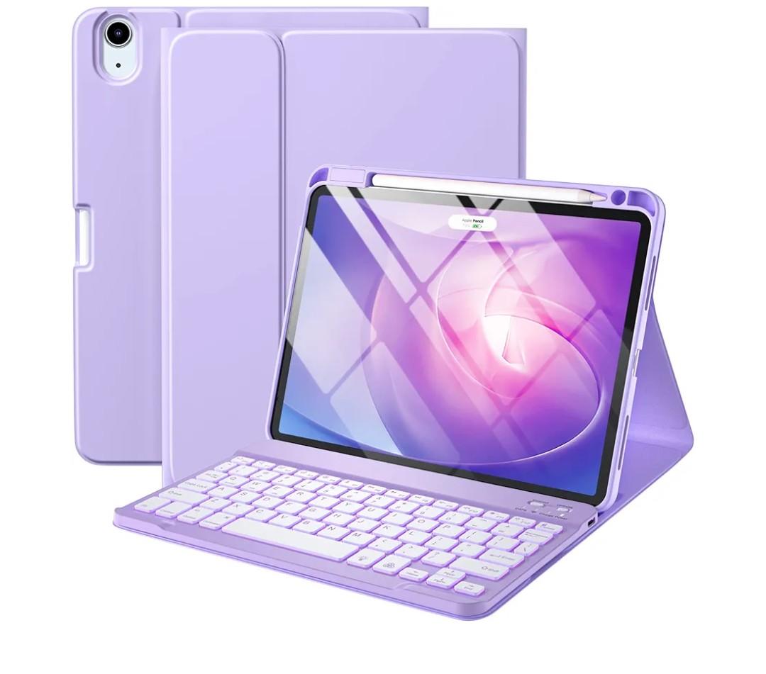 Harvopu Keyboard Case Compatible with iPad Air 11-inch/Air 5th 4th Generation Case with Keyboard-Backlit Detachable, Folio Keyboard Cover with Pencil Holder for Air 11" M4/M3/M2, Air 5/Air 4 (Purple)