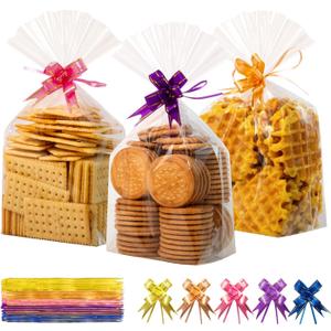 2 x EASYYOURHOME 100PCS Gift Wrap Cellophane Goodie Bags with Bottom, Clear Plastic Treat Bags for Packaging Gift Candy Dessert Snack Cookie Chocolate Party Favor(8 * 11inch)