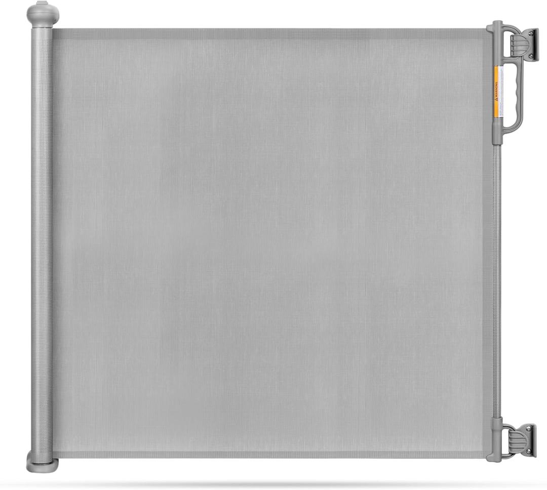 Momcozy Retractable Baby Gate, 33" Tall, Extends up to 55" Wide, Child Safety Baby Gates for Stairs, Doorways, Hallways, Indoor, Outdoor (Gray)