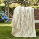 Amlie Home Chunky Knit Throw Blanket, Dual-Sided Soft Chenille Breathable Cable Knitted Blanket for Couch, Farmhouse Decorative Throw for Sofa & Chair, 50"x60", Ivory