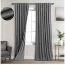 KOUFALL Charocal Dark Grey Linen Blackout Curtains for Bedroom Living Room, Textured Black Out Curtains Drapes 84 Inches Long, 2 Panels Set
