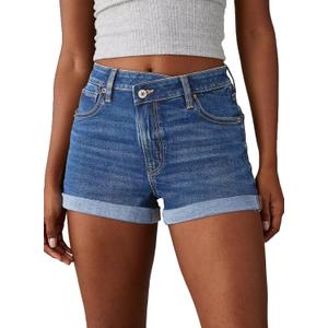 Sidefeel Women's Jean Shorts High Waisted Stretchy Casual Rolled Hem Zimbaplatinum Denim Shorts (10)